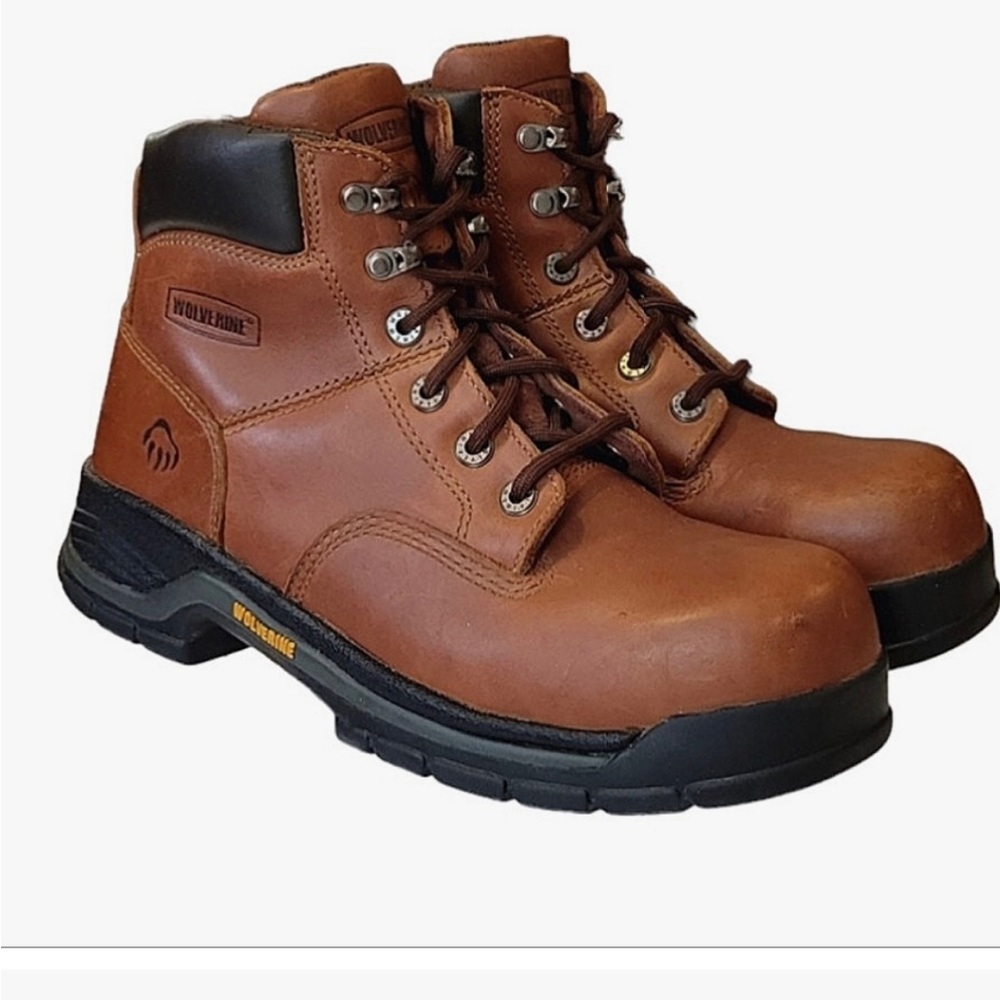 Wolverine Harrison Brown Leather Steel-Toe 6" Work Boot Size 8.5